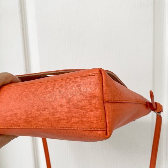 Furla - Appaloosa Pebbled Leather Cross Body Shoulder Bag - Orange - Picture 6 of 13